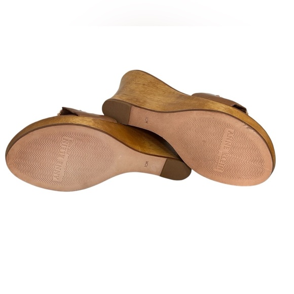 Anne Klein Beaded Plateform Wood Wedge Sandals Sz 10 - Picture 10 of 13